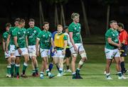 24 June 2022; Ireland players look dejected following their defeat during the Six Nations U20 summer series match between Ireland and France at Payanini Centre in Verona, Italy. Photo by Roberto Bregani/Sportsfile
