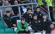 24 June 2022; Shamrock Rovers players, including Sean Carey, Richie Towell, Ronan Finn and Jack Byrne, sit in the stand during the SSE Airtricity League Premier Division match between Shamrock Rovers and Bohemians at Tallaght Stadium in Dublin. Photo by Ramsey Cardy/Sportsfile