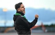 24 June 2022; Shamrock Rovers manager Stephen Bradley celebrates after his side's victory in the SSE Airtricity League Premier Division match between Shamrock Rovers and Bohemians at Tallaght Stadium in Dublin. Photo by Ramsey Cardy/Sportsfile