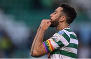 24 June 2022; Shamrock Rovers captain Roberto Lopes, wearing a pride armband, during the SSE Airtricity League Premier Division match between Shamrock Rovers and Bohemians at Tallaght Stadium in Dublin. Photo by Ramsey Cardy/Sportsfile