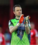 24 June 2022; Shelbourne goalkeeper Brendan Clarke after  the SSE Airtricity League Premier Division match between Shelbourne and Dundalk at Tolka Park in Dublin. Photo by Michael P Ryan/Sportsfile