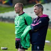 25 June 2022; Keith Earls, left, and mental skills coach Gary Keegan during Ireland rugby squad training at North Harbour Stadium in Auckland, New Zealand. Photo by Brendan Moran/Sportsfile