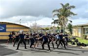 25 June 2022; Students from De La Salle college, Auckland, perform a traditional haka for the Ireland squad after their squad training at North Harbour Stadium in Auckland, New Zealand. Photo by Brendan Moran/Sportsfile
