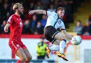 24 June 2022; David McMillan of Dundalk has a shot on goal during the SSE Airtricity League Premier Division match between Shelbourne and Dundalk at Tolka Park in Dublin. Photo by Michael P Ryan/Sportsfile