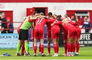 24 June 2022; Shelbourne players huddle before the SSE Airtricity League Premier Division match between Shelbourne and Dundalk at Tolka Park in Dublin. Photo by Michael P Ryan/Sportsfile