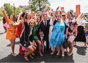 25 June 2022; Love Island winner and former Irish rugby 7's player Greg O'Shea with race goers at Dubai Duty Free Irish Derby Festival at The Curragh Racecourse in Kildare. Photo by Matt Browne/Sportsfile