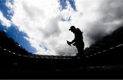 25 June 2022; Groundsman Jeff Almeida tends to the pitch before the GAA Football All-Ireland Senior Championship Quarter-Final match between Clare and Derry at Croke Park, Dublin. Photo by David Fitzgerald/Sportsfile