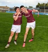 25 June 2022; Tomás Farthing and Fionn O'Connor of Galway celebrate after the Electric Ireland GAA All-Ireland Football Minor Championship Semi-Final match between Galway and Derry at Parnell Park, Dublin. Photo by Ray McManus/Sportsfile