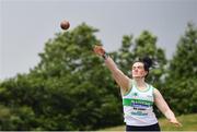 25 June 2022; Niamh McCorry of Raheny Shamrock AC, Dublin, competing in the women's shotput during day one of the Irish Life Health National Senior Track and Field Championships 2022 at Morton Stadium in Dublin. Photo by Ramsey Cardy/Sportsfile
