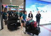 25 June 2022; Republic of Ireland's Roma McLaughlin on the team's arrival at Tbilisi International Airport in Georgia ahead of their FIFA Women's World Cup 2023 Qualifier match against Georgia on Monday. Photo by Stephen McCarthy/Sportsfile