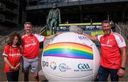 25 June 2022; Kevin Higgins, Kevin Egan, and Adam Egan - Higgins at  GAA, LGFA, Camogie, GPA- Walk with us with PRIDE activity at Croke Park in Dublin. Photo by Ray McManus/Sportsfile