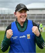 25 June 2022; Mayo manager Seán Deane celebrates after the Electric Ireland GAA All-Ireland Football Minor Championship Semi-Final match between Mayo and Kerry at O'Connor Park in Tullamore, Offaly. Photo by George Tewkesbury/Sportsfile