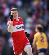25 June 2022; Gareth McKinless of Derry celebrates after scoring his side's fourth goal during the GAA Football All-Ireland Senior Championship Quarter-Final match between Clare and Derry at Croke Park, Dublin. Photo by David Fitzgerald/Sportsfile
