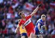 25 June 2022; Shane McGuigan of Derry celebrates after scoring his side's fifth goal during the GAA Football All-Ireland Senior Championship Quarter-Final match between Clare and Derry at Croke Park, Dublin. Photo by David Fitzgerald/Sportsfile