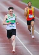 25 June 2022; Mark Smyth of Raheny Shamrock AC, Dublin, on his way to winning the men's 200m during day one of the Irish Life Health National Senior Track and Field Championships 2022 at Morton Stadium in Dublin. Photo by Ramsey Cardy/Sportsfile