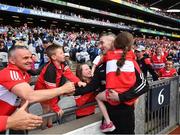 25 June 2022; Derry manager Rory Gallagher with family and supporters after the GAA Football All-Ireland Senior Championship Quarter-Final match between Clare and Derry at Croke Park, Dublin. Photo by David Fitzgerald/Sportsfile