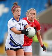 25 June 2022; Kate McGrath of Waterford in action against Maire O'Callaghan of Cork during the TG4 All-Ireland SFC Group D Round 3 match at MW Hire O’Moore Park in Portlaoise, Co Laois. Photo by Michael P Ryan/Sportsfile