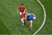 25 June 2022; Paddy Small of Dublin in action against Maurice Shanley of Cork during the GAA Football All-Ireland Senior Championship Quarter-Final match between Dublin and Cork at Croke Park, Dublin. Photo by Daire Brennan/Sportsfile