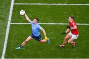 25 June 2022; Cormac Costello of Dublin in action against Kevin O'Donovan of Cork during the GAA Football All-Ireland Senior Championship Quarter-Final match between Dublin and Cork at Croke Park, Dublin. Photo by Daire Brennan/Sportsfile
