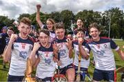 25 June 2022; The New York team celebrate their win in the Division 4 Plate Final during the John West Féile na nGael National Camogie and Hurling Finals at Boardsmill GAA Club in Meath. Photo by Daire Brennan/Sportsfile