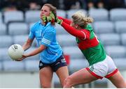25 June 2022; Martha Byrne of Dublin in action against Sarah Mulvihill of Mayo during the TG4 All-Ireland SFC Group A Round 3 match between Dublin and Mayo at MW Hire O’Moore Park in Portlaoise, Co Laois. Photo by Michael P Ryan/Sportsfile