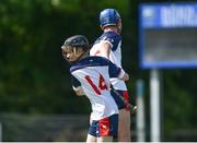 25 June 2022; Michael Dermody of New York celebrates after scoring a goal during the John West Féile na nGael National Camogie and Hurling Finals at Boardsmill GAA Club in Meath. Photo by Daire Brennan/Sportsfile