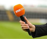 25 June 2022; A detailed view of a TG4 microphone during the TG4 All-Ireland SFC Group D Round 3 fixture between Cork and Waterford at MW Hire O’Moore Park, Portlaoise. Co. Laois. Photo by Michael P Ryan/Sportsfile