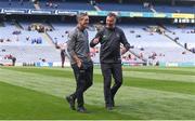 26 June 2022; Armagh manager Kieran McGeeney with team psychologist Hugh Campbell ahead the GAA Football All-Ireland Senior Championship Quarter-Final match between Armagh and Galway at Croke Park, Dublin. Photo by Daire Brennan/Sportsfile