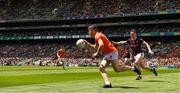 26 June 2022; Aidan Nugent of Armagh in action against Jack Glynn of Galway during the GAA Football All-Ireland Senior Championship Quarter-Final match between Armagh and Galway at Croke Park, Dublin. Photo by Ray McManus/Sportsfile