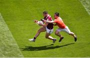 26 June 2022; Damien Comer of Galway in action against Aidan Forker of Armagh during the GAA Football All-Ireland Senior Championship Quarter-Final match between Armagh and Galway at Croke Park, Dublin. Photo by Daire Brennan/Sportsfile
