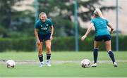 26 June 2022; Katie McCabe and Denise O'Sullivan, right, during Republic of Ireland women training session at David Abashidze Stadium in Tbilisi, Georgia. Photo by Stephen McCarthy/Sportsfile