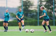 26 June 2022; Katie McCabe and Denise O'Sullivan, right, during Republic of Ireland women training session at David Abashidze Stadium in Tbilisi, Georgia. Photo by Stephen McCarthy/Sportsfile