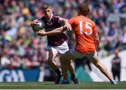 26 June 2022; Dylan McHugh of Galway in action against Jason Duffy of Armagh during the GAA Football All-Ireland Senior Championship Quarter-Final match between Armagh and Galway at Croke Park, Dublin. Photo by Piaras Ó Mídheach/Sportsfile