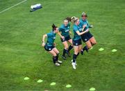 26 June 2022; Players, from left, Roma McLaughlin, Ciara Grant, Jessie Stapleton and Saoirse Noonan during Republic of Ireland women training session at David Abashidze Stadium in Tbilisi, Georgia. Photo by Stephen McCarthy/Sportsfile