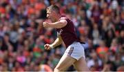 26 June 2022; Johnny Heaney of Galway celebrates his 40th minute goal during the GAA Football All-Ireland Senior Championship Quarter-Final match between Armagh and Galway at Croke Park, Dublin. Photo by Ray McManus/Sportsfile