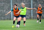 26 June 2022; Lucy Quinn and Denise O'Sullivan, right, during Republic of Ireland women training session at David Abashidze Stadium in Tbilisi, Georgia. Photo by Stephen McCarthy/Sportsfile