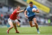 25 June 2022; Niall Scully of Dublin in action against John O'Rourke of Cork during the GAA Football All-Ireland Senior Championship Quarter-Final match between Dublin and Cork at Croke Park, Dublin. Photo by David Fitzgerald/Sportsfile