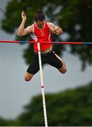 26 June 2022; Michael Bowler of Enniscorthy AC, Wexford, on his way to finishing second in the men's pole vault during day two of the Irish Life Health National Senior Track and Field Championships 2022 at Morton Stadium in Dublin. Photo by Sam Barnes/Sportsfile