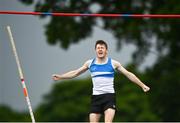 26 June 2022; Matthew Callinan Keenan of St Laurence O'Toole AC, Carlow, celebrates a clearance on his way to winning the men's pole vault during day two of the Irish Life Health National Senior Track and Field Championships 2022 at Morton Stadium in Dublin. Photo by Sam Barnes/Sportsfile