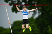 26 June 2022; Matthew Callinan Keenan of St Laurence O'Toole AC, Carlow, celebrates a clearance on his way to winning the men's pole vault during day two of the Irish Life Health National Senior Track and Field Championships 2022 at Morton Stadium in Dublin. Photo by Sam Barnes/Sportsfile