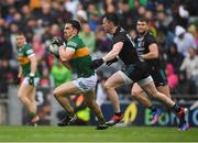 26 June 2022; Brian Ó Beaglaíoch of Kerry in action against Cillian O'Connor of Mayo during the GAA Football All-Ireland Senior Championship Quarter-Final match between Kerry and Mayo at Croke Park, Dublin. Photo by Ray McManus/Sportsfile