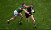 26 June 2022; Matthew Ruane of Mayo in action against Paul Geaney of Kerry during the GAA Football All-Ireland Senior Championship Quarter-Final match between Kerry and Mayo at Croke Park, Dublin. Photo by Daire Brennan/Sportsfile
