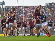 26 June 2022; Galway players celebrate after winning the penalty shoot-out of the GAA Football All-Ireland Senior Championship Quarter-Final match between Armagh and Galway at Croke Park, Dublin. Photo by Piaras Ó Mídheach/Sportsfile
