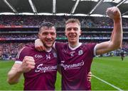 26 June 2022; Galway players Damien Comer, left, and Dylan McHugh celebrate after their side's victory in the penalty shoot-out of the GAA Football All-Ireland Senior Championship Quarter-Final match between Armagh and Galway at Croke Park, Dublin. Photo by Piaras Ó Mídheach/Sportsfile