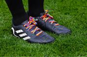 26 June 2022; Referee David Gough wearing Pride laces on his boots at the GAA Football All-Ireland Senior Championship Quarter-Final match between Armagh and Galway at Croke Park, Dublin. Photo by Piaras Ó Mídheach/Sportsfile