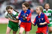 25 June 2022; Action from the Allianz Cumann na mBunscol Half Time Game between Round Tower GAA and Dunboyne GAA at the GAA Football All-Ireland Senior Championship Quarter-Final match between Dublin and Cork at Croke Park, Dublin. Photo by David Fitzgerald/Sportsfile