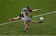 26 June 2022; David Clifford of Kerry in action against Oisín Mullin of Mayo during the GAA Football All-Ireland Senior Championship Quarter-Final match between Kerry and Mayo at Croke Park, Dublin. Photo by Daire Brennan/Sportsfile