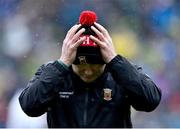 26 June 2022; Mayo manager James Horan puts on his hat before the GAA Football All-Ireland Senior Championship Quarter-Final match between Kerry and Mayo at Croke Park, Dublin. Photo by Piaras Ó Mídheach/Sportsfile