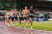 26 June 2022; Efrem Gidey of Clonliffe Harriers AC, Dublin, leads the field on his way to finishing third in the men's 5000m during day two of the Irish Life Health National Senior Track and Field Championships 2022 at Morton Stadium in Dublin. Photo by Sam Barnes/Sportsfile