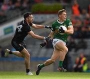 26 June 2022; Gavin White of Kerry is tackled by Kevin McLoughlin of Mayo during the GAA Football All-Ireland Senior Championship Quarter-Final match between Kerry and Mayo at Croke Park, Dublin. Photo by Ray McManus/Sportsfile